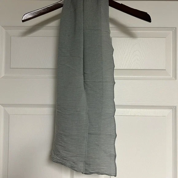 Scarf Striped Light Green Gray/Charcoal Women's Scarf - Picture 2 of 5